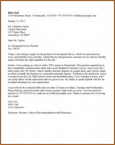 Application Letter For Hotel And Restaurant Services