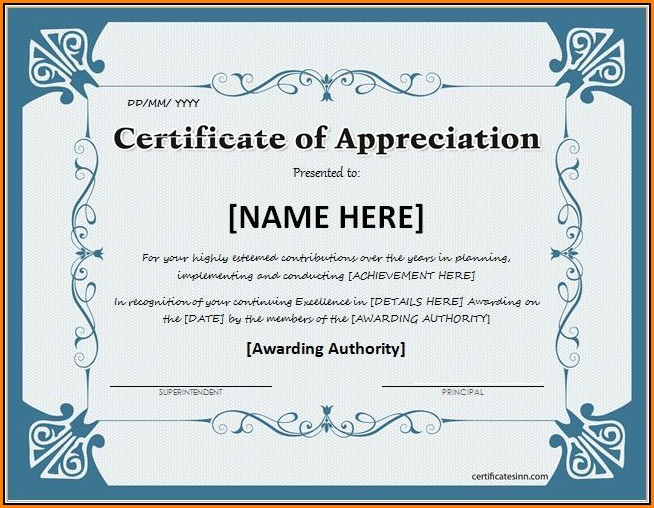 Appreciation Certificate Template For Teachers