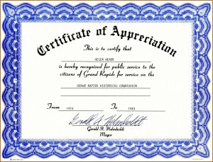 Appreciation Certificate Templates Free Download