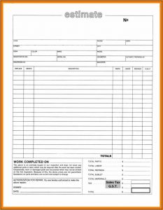 Auto Body Repair Estimate Template