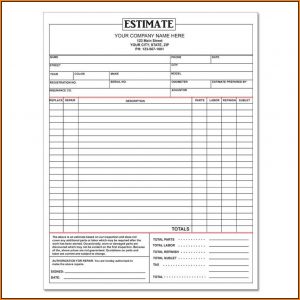 Auto Repair Estimate Template