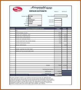 Auto Repair Estimate Template Free