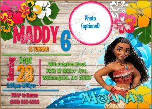 Baby Moana Birthday Invitation Template Free