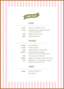 Bachelorette Itinerary Template Word