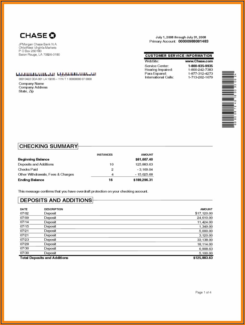 Bank Statement Template Download Free