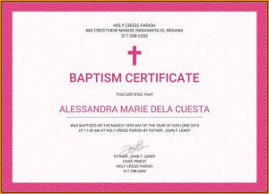 Baptism Certificate Template Pdf