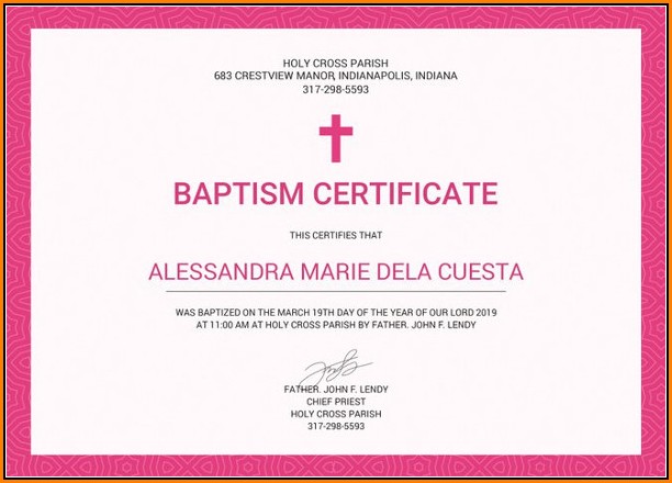 Baptism Certificate Template Pdf