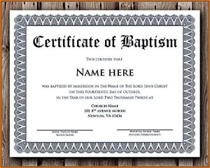 Baptism Certificate Template Word