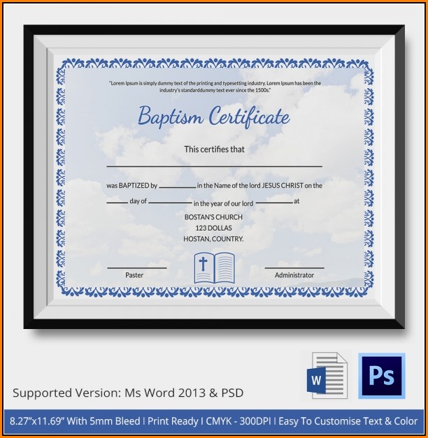 Baptism Certificate Templates Free Download