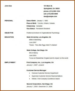 Basic Resume Template Free
