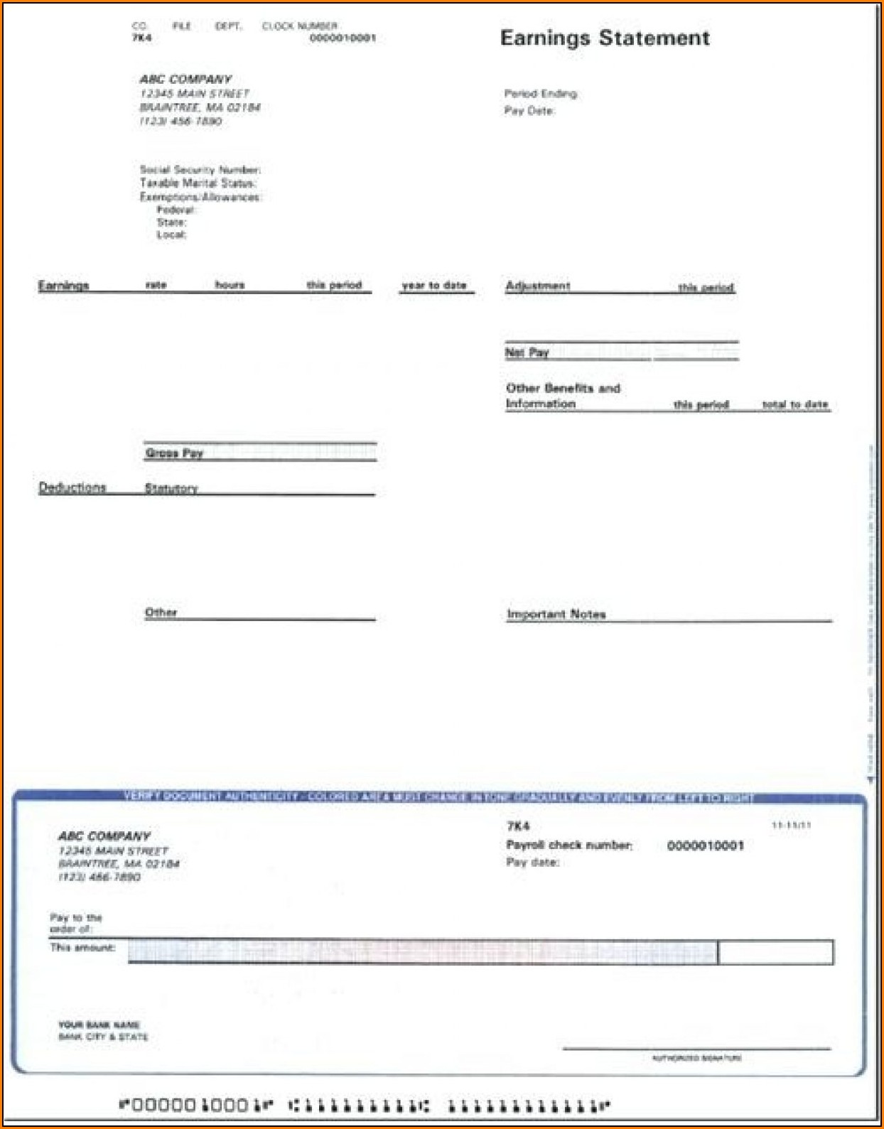 Blank Adp Pay Stub Template