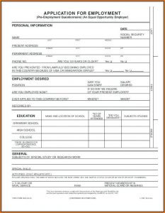 Blank Generic Employment Application Form