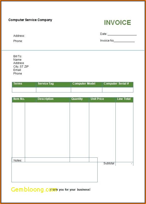 Blank Invoice Format In Word