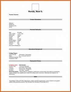 Blank Resume Form For Job Application Download