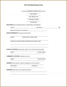 Blank Resume Forms