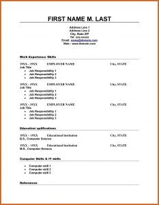 Blank Resume Template Printable