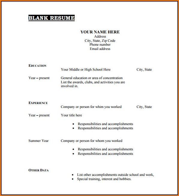 Blank Resume Templates Free