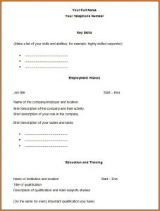 Blank Resume Templates Pdf