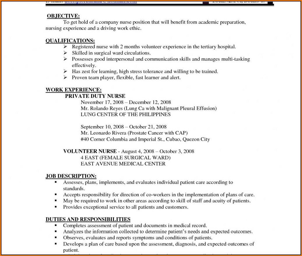 Bsc Nursing Fresher Resume Format Download
