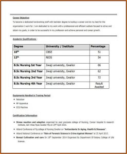 Bsc Nursing Resume Format For Freshers Pdf