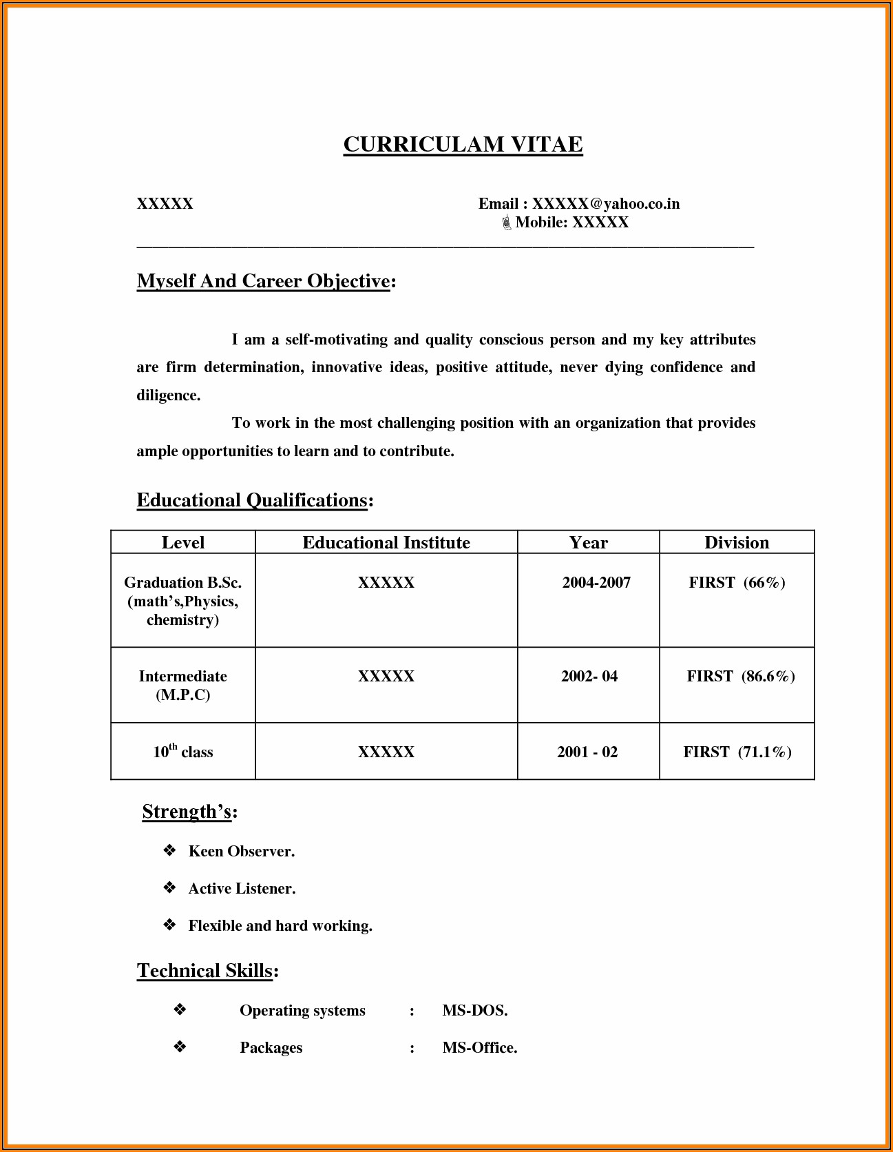 Bsc Nursing Resume Format For Freshers