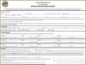 Burger King Application For Job
