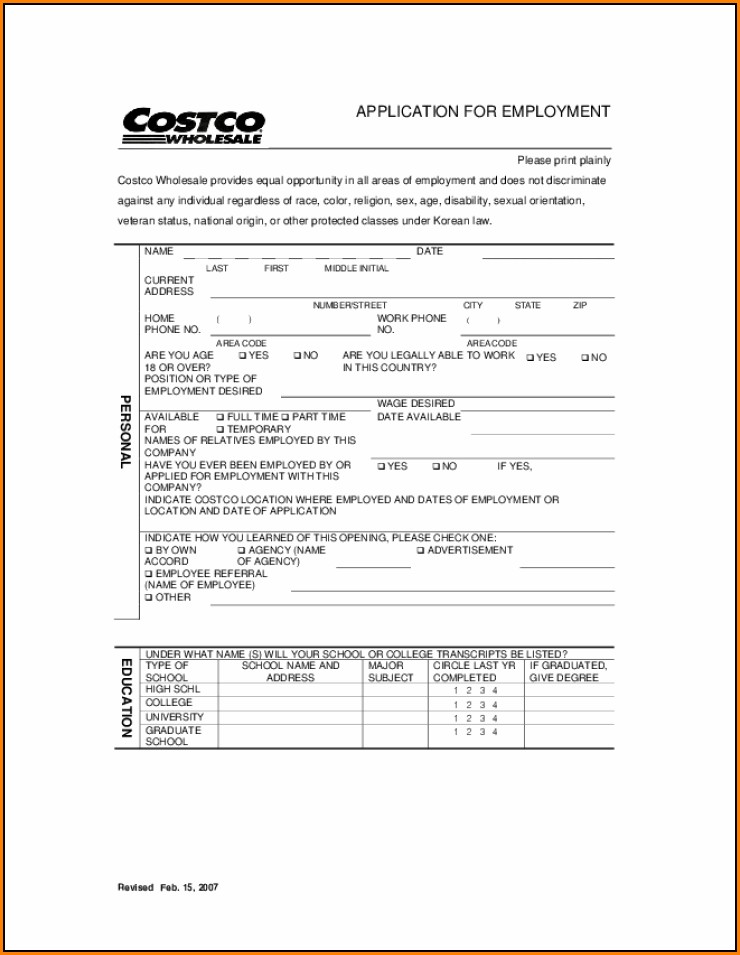 Costco Application Job