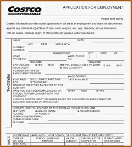 Costco Jobs Application Form