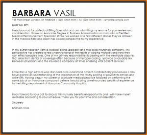 Cover Letter For Medical Billing And Coding Specialist