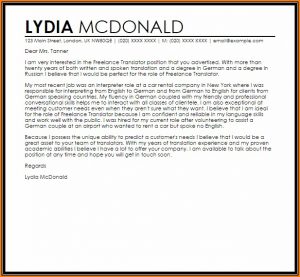 Cover Letter Sample Freelance