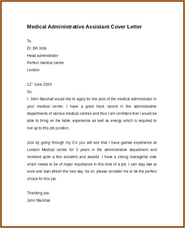 Cover Letter Template For Medical Office Assistant