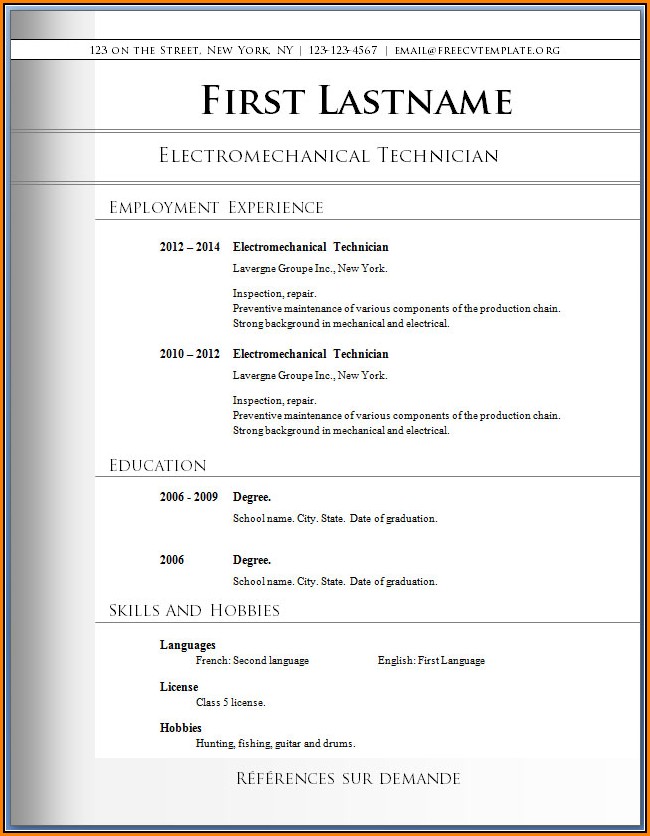 Downloadable Free Resume Templates Word
