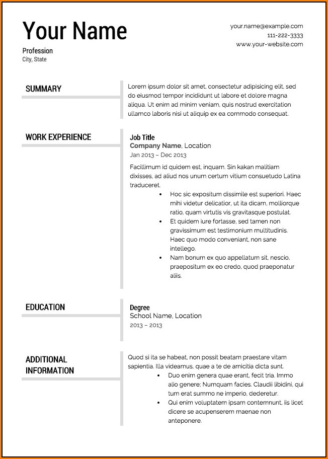 Downloadable Resume Templates Free
