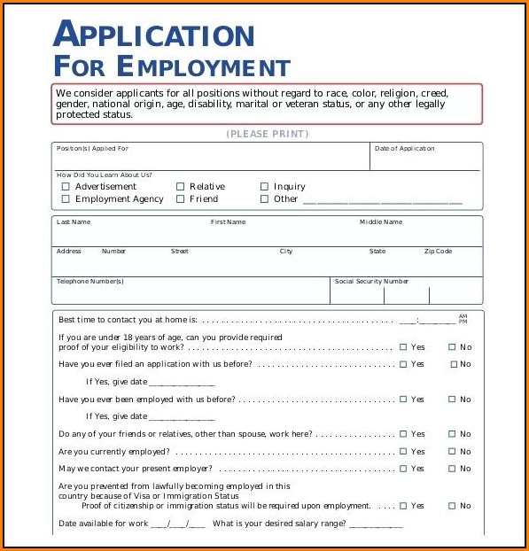 Employee Registration Form Template Free Download
