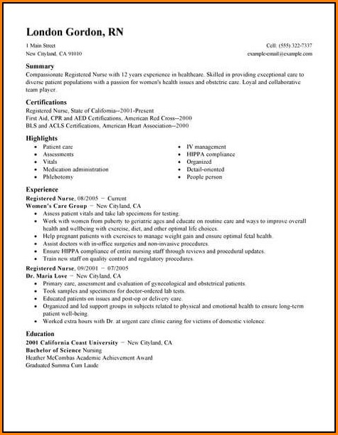 Examples Of Rn Resumes