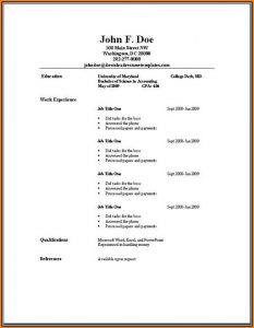 Examples Of Simple Resumes