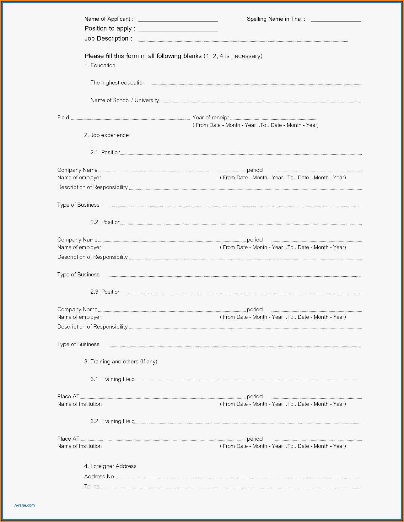 Fill In Resume Template Free