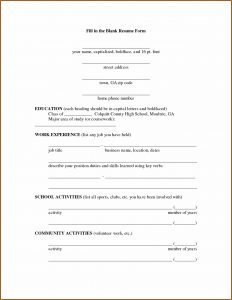 Fill In The Blank Resume