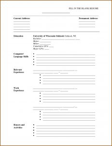 Fill In The Blank Resume Template