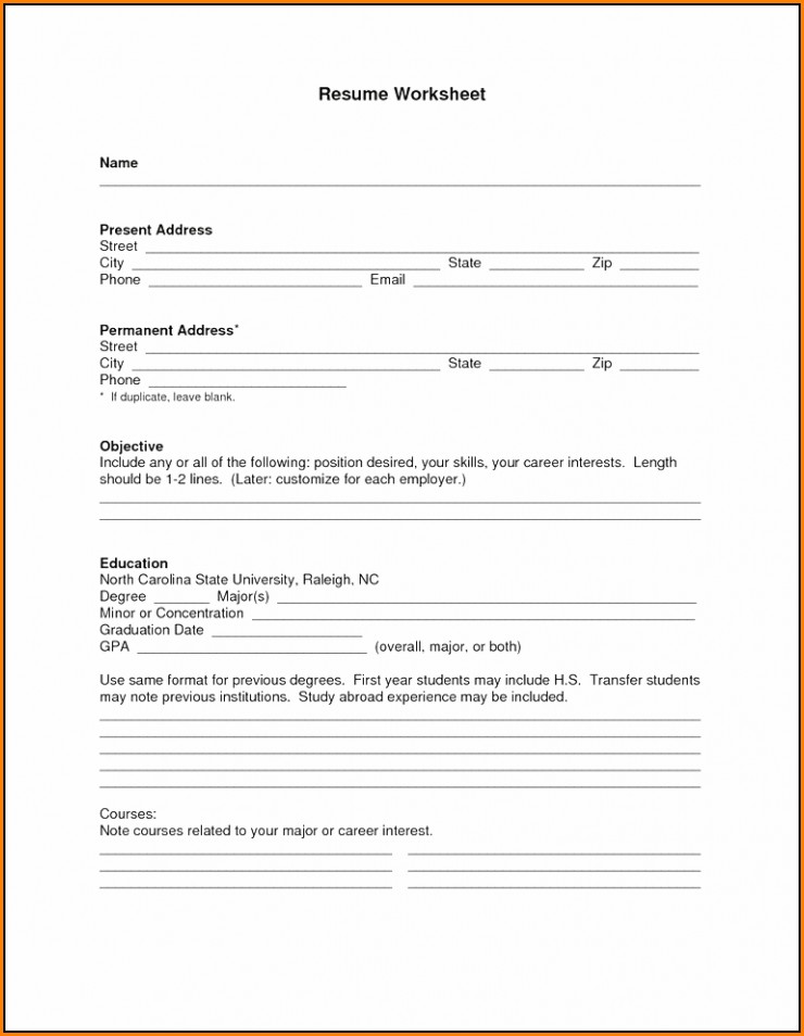 Fill In The Blank Resume Templates For Microsoft Word