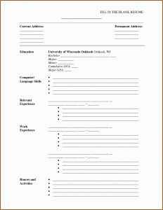 Fill In The Blank Resume Worksheet