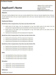 Fillable Resume Template Free