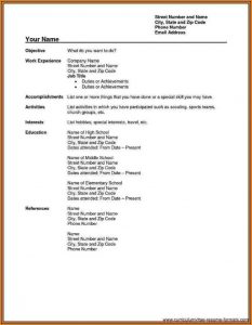 Fillable Resume Templates Microsoft