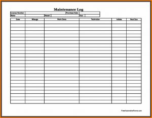 Fleet Vehicle Maintenance Log Template