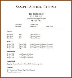 Free Acting Resume Template Download