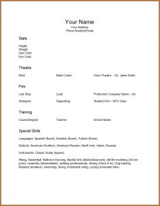 Free Acting Resume Template Word