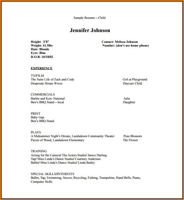 Free Acting Resume Template