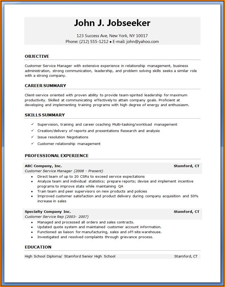 Free Downloadable Resume Templates For Microsoft Word