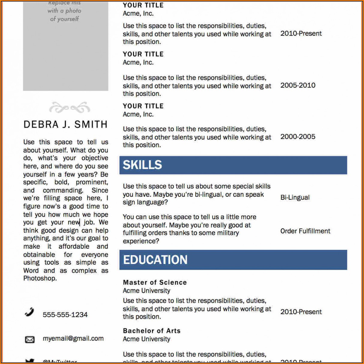 Free Ms Word Resume Templates Download