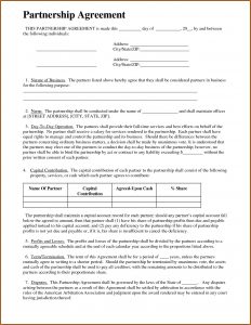 Free Partnership Agreement Form Word